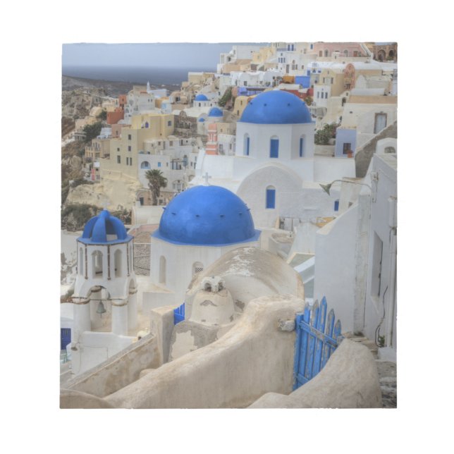Bloc-note Grèce, Santorin. Tour Bell et dômes bleus de 3 (Devant)