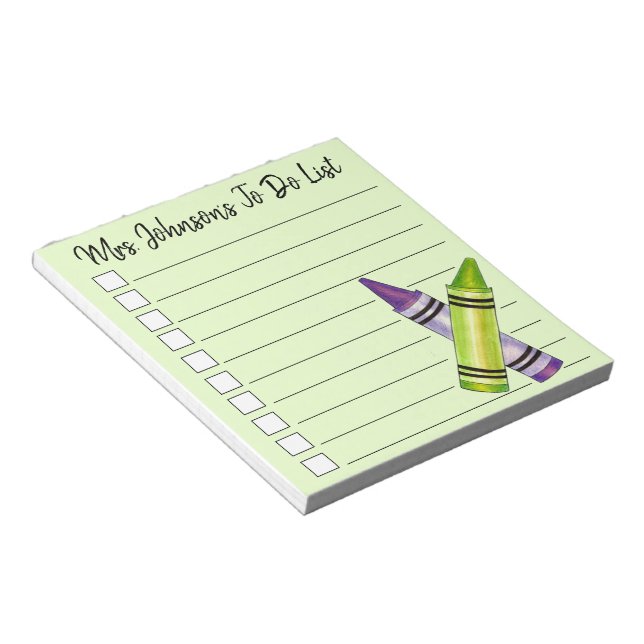 Bloc-note Green Purple Crayon École d'art Enseignant à faire (Incliné)