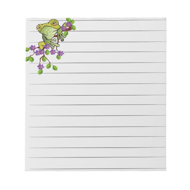 Bloc-note Grenouille sur une branche de fleurs (Devant)
