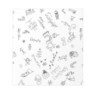Bloc-note gribouillage amusant noir et blanc de noël