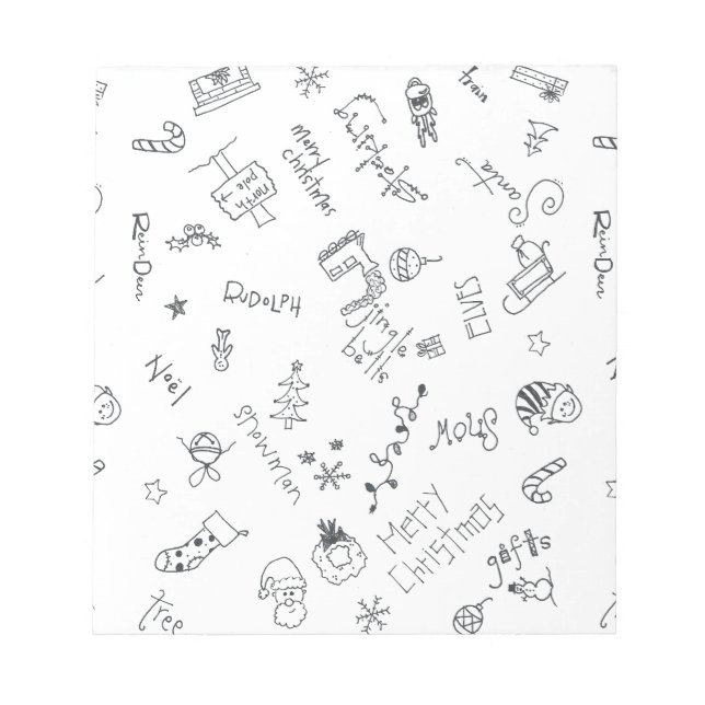 Bloc-note gribouillage amusant noir et blanc de noël (Devant)