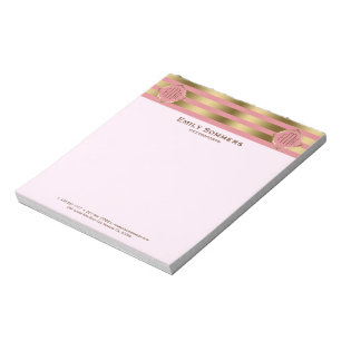 Bloc-note Grilles d'or monogramme et Motif géométrique rose