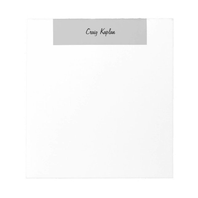Bloc-note Gris clair Blanc simple Nom moderne Modifier (Devant)