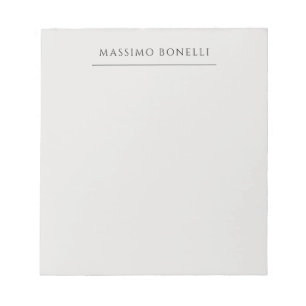 Bloc-note Gris Platine Minimaliste Moderne Nom Personnel