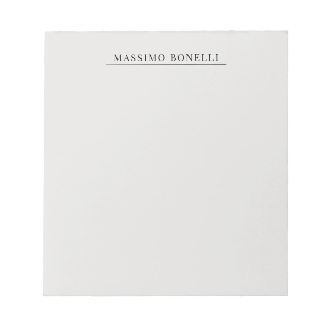 Bloc-note Gris Platine Minimaliste Moderne Nom Personnel (Devant)