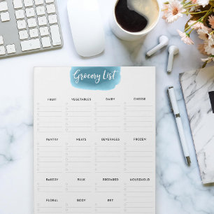 Bloc-note Grosse liste d'épicerie sans lacets Turquoise Aqua