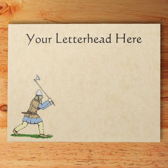 Bloc-note Guerrier viking brandissant une grande boîte (Viking Warrior Wielding Broad-Axe Notepad on Desk)