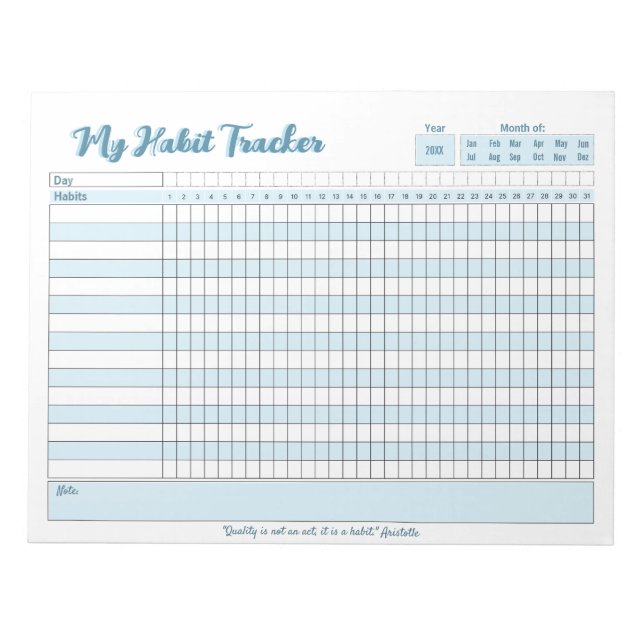 Bloc-note Habit Tracker entièrement personnalisable (Devant)