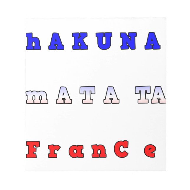 Bloc-note Hakuna Matata France Art Imprimer/Graphique (Devant)