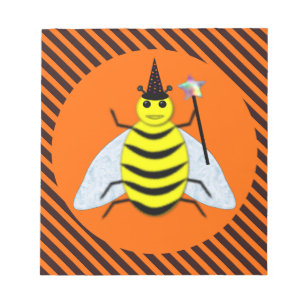 Bloc-note Halloween magique Bee Witch Orange et Black Stripe