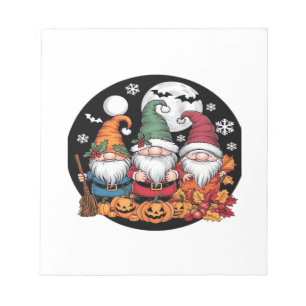 Bloc-note Halloween Noël Action de grâce Gnomes T- classique