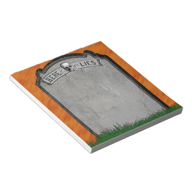 Bloc-note Halloween Tombstone Grave Crâne Croisés (Incliné)