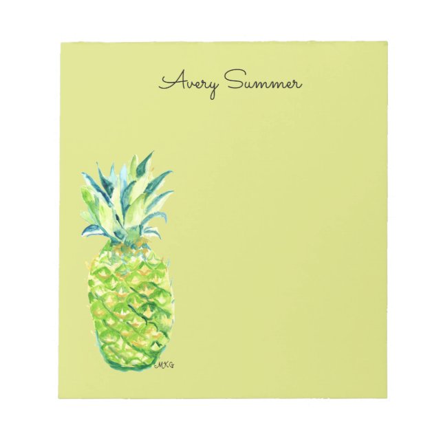 Bloc-note Hand-Painted Pineapple Green Grocery List       (Devant)