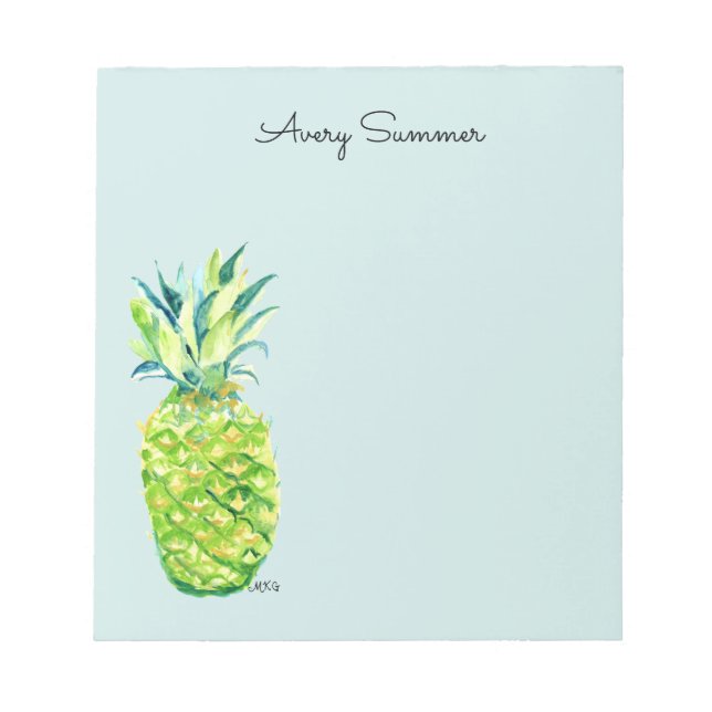Bloc-note Hand-Painted Pineapple Sea Foam Grocery List       (Devant)