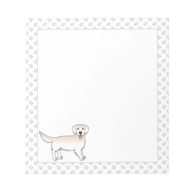 Bloc-note Happy English Cream Golden Retriever Chien avec pa (Devant)