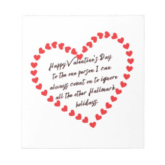 Bloc-note Happy Funny Valentines Day cadeau citations sarcas