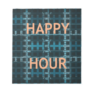 Bloc-note Happy Hour Texte bleu Vector Art Imprimer