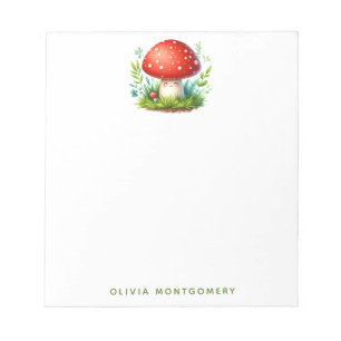 Bloc-note Happy Mushroom Redcap Illustration Nom personnalis