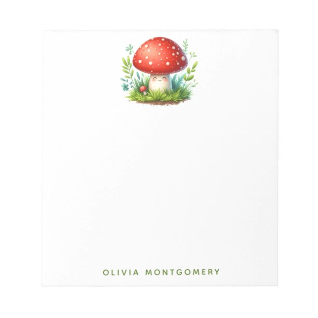 Bloc-note Happy Mushroom Redcap Illustration Nom personnalis (Devant)