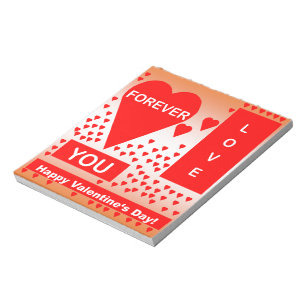 Bloc-note Happy Valentine's Day Text Forever Love Hearts Red