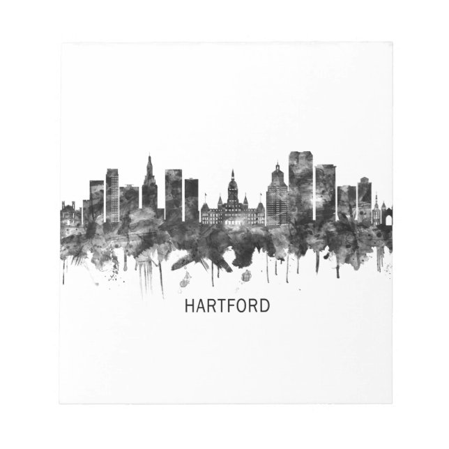 Bloc-note Hartford Connecticut Skyline BW (Devant)