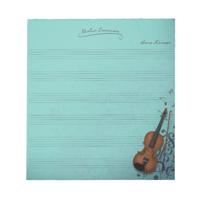 Bloc-note Haute Bohème Violon Turquoise Parties & Exercices (Devant)