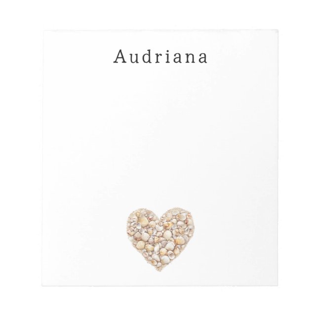 Bloc-note Heart Shape Sea Shells Ocean Beach Personalized  (Devant)