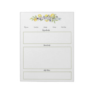 Bloc-note Herbes Citrons Botanique Non alignés Recette Pages
