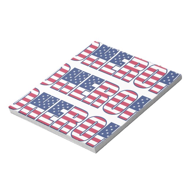 Bloc-note Hero américain Drapeau Étoiles rayures rouge blanc (Tourné)