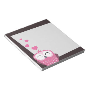 Bloc-note Hibou et bloc - notes roses de coeurs d'amour