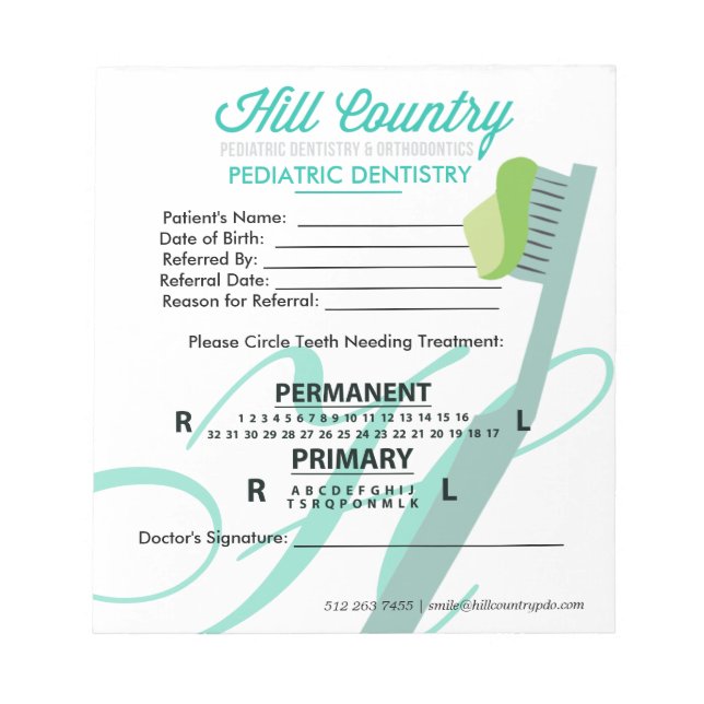 Bloc-note Hill Country PDO Dental Referendum (Devant)