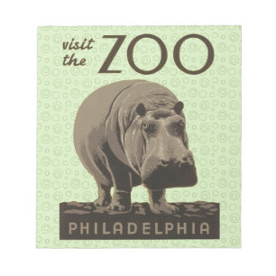 Bloc-note Hippopotame vintage hippo zoo poster wpa
