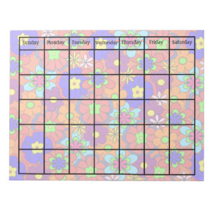Bloc-note Hippy Retro Mod Flower Blank Calendrier