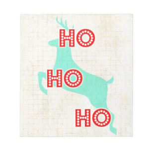 Bloc-note ho ho ho renne rouge bleu Noël vintage