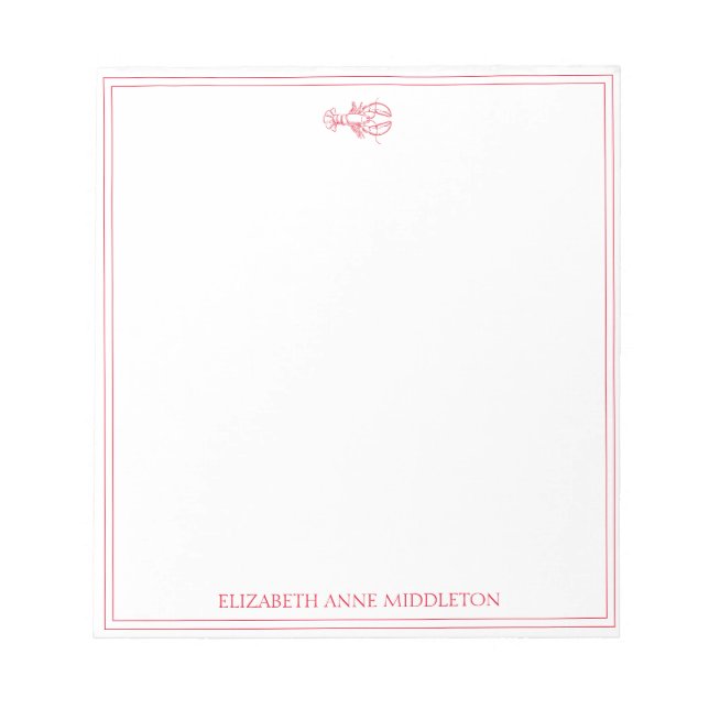 Bloc-note Homard blanc et rouge de Preppy côtier Personnalis (Devant)