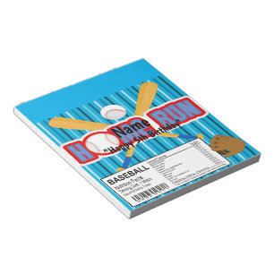 Bloc-note Homerun Baseball Anniversaire Candy Bar Wrapper Fa