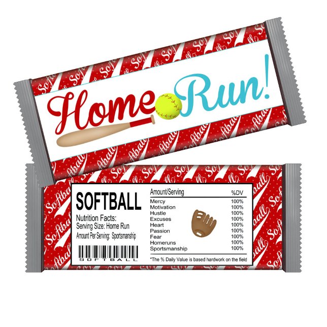 Bloc-note Homerun Softball Anniversaire Candy Bar Wrapper Fa (Créateur téléchargé)