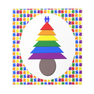 Bloc-note Hommes gais Arbre de Noël arc-en-ciel et présente
