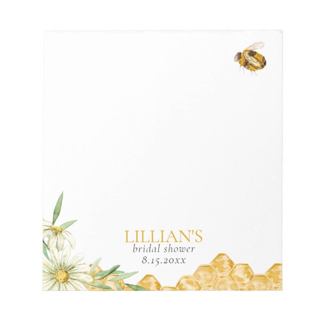 Bloc-note Honey Bee Bridal Shower Favor Notepad (Devant)