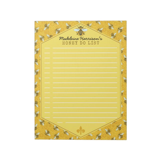 Bloc-note Honeybee Honeypeb Bumble Bee Honey Do List Custom (Tourné)