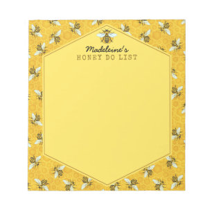 Bloc-note Honeybee Honeypeb Bumble Bee Honey Do List Custom
