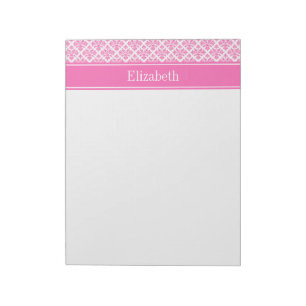 Bloc-note Hot Pink 2 Wht Damask #3 Hot Pink Nom Monogram