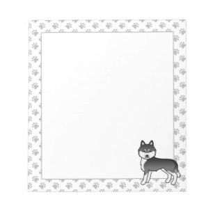 Bloc-note Husky Sibérien Noir Et Blanc Chien De Dessin Animé