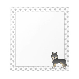 Bloc-note Husky sibérien noir et feu, chien de dessin animé 