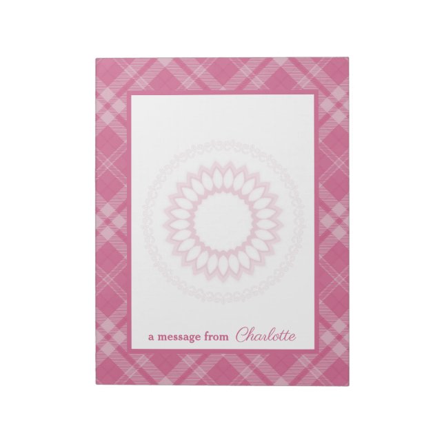 Bloc-note I Love Plaid Rosa Bordure & Fleur Médallion (Tourné)