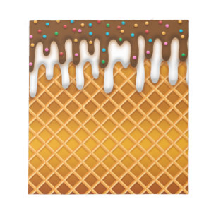 Bloc-note Ice Cream Drip Gaufle Cone Chocolate And Vanilla