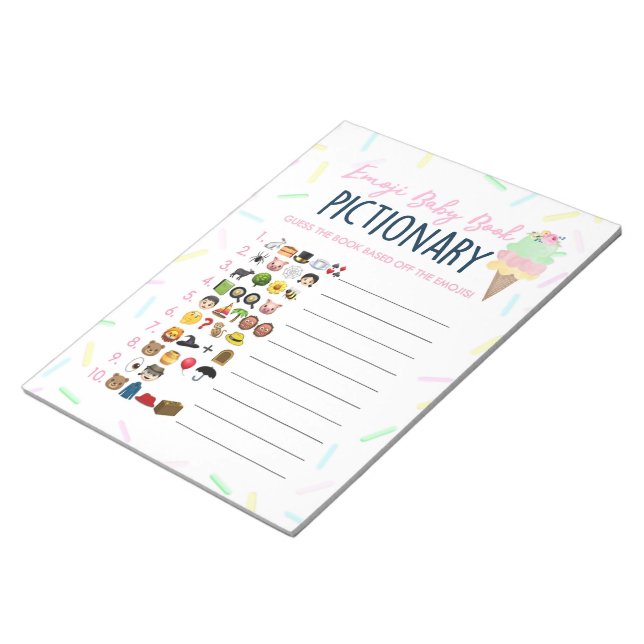 Bloc-note Ice Cream Emoji Baby Book Baby shower Pack de jeu (Incliné)