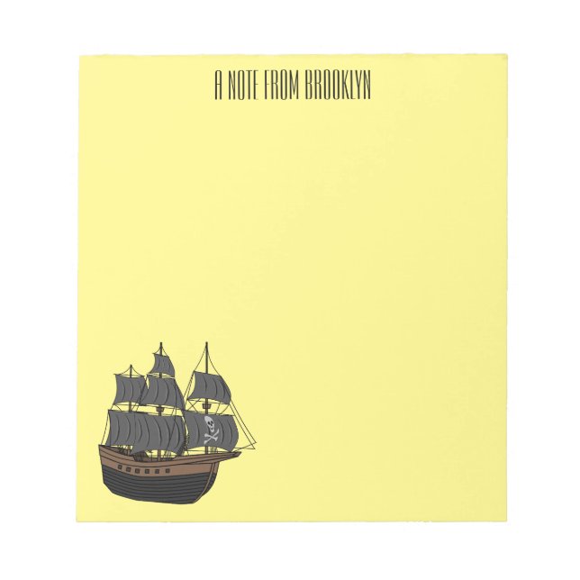 Bloc-note Illustration de bateau pirate (Devant)