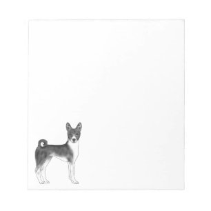Bloc-note Illustration de chien Basenji mignon en noir et bl