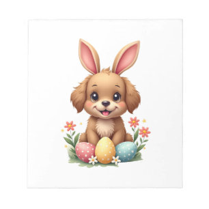 Bloc-note Illustration de chien de Pâques vintage avec lapin